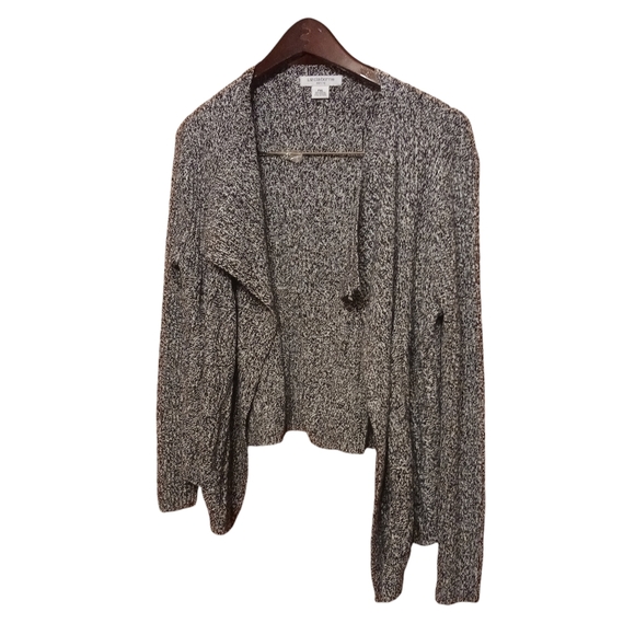 Liz Claiborne Petite Black & White Draped Sweater Cardigan Open P XL Knit - Picture 1 of 3